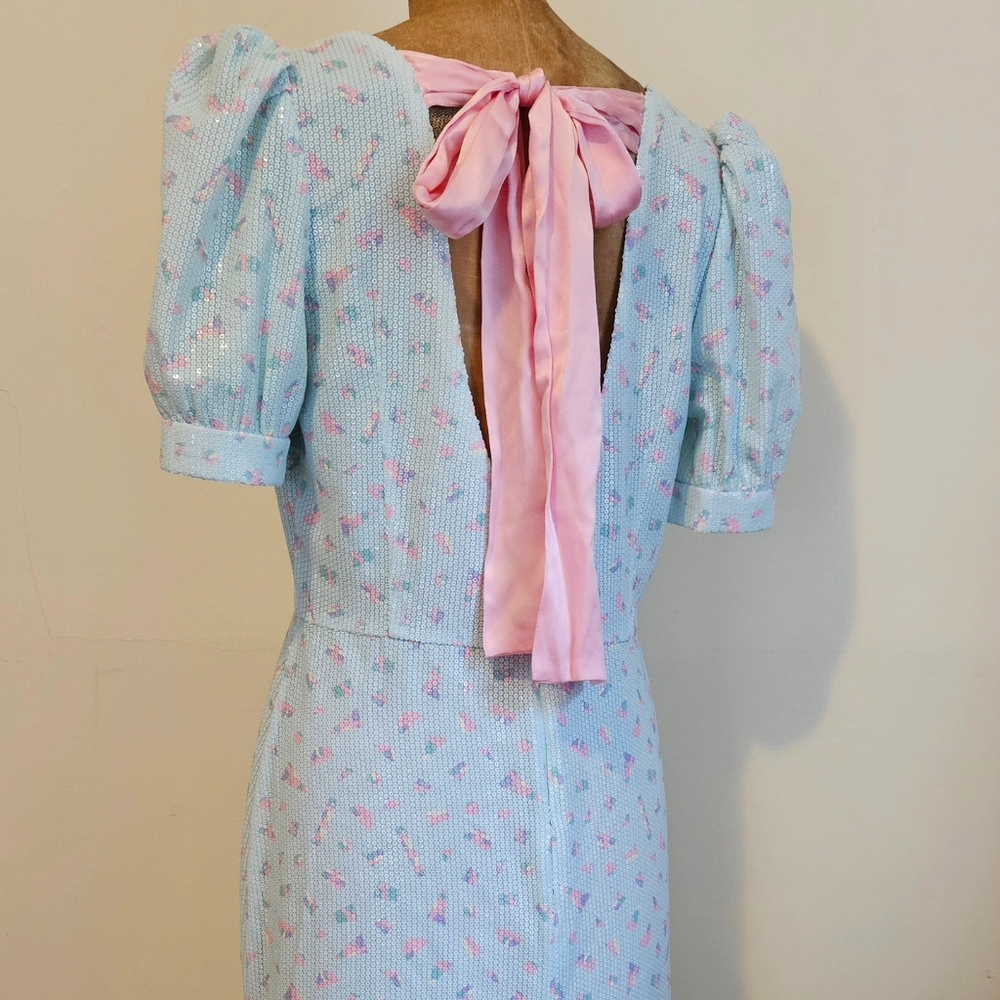Olivia Rubin Sequin Daphne Dress Bow Back Midi Cottagecore Dress